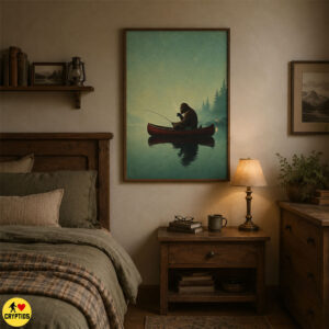 Introvert Bigfoot Fishing Wall Art, Poster