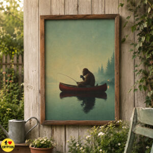 Introvert Bigfoot Fishing Wall Art, Poster