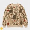 Jackalope Christmas Sweatshirt Cottagecore with Mushrooms & Candy Canes 9 Jackalope Christmas Sweatshirt Cottagecore with Mushrooms