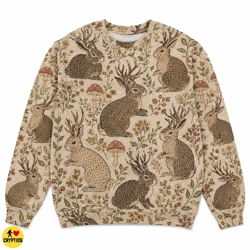 Jackalope Cottagecore Sweatshirt with Mushrooms & Florals 4 Jackalope Cottagecore Sweatshirt with Mushrooms