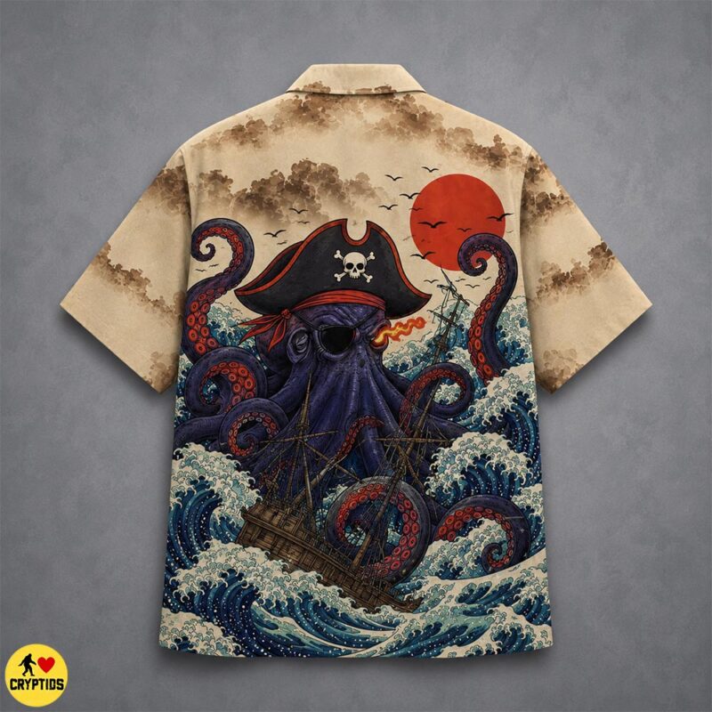 The Ultimate Kraken Gift Guide: 15+ Legendary Gifts for Sea Monster Fans 6 Japanese Kraken Pirate Hawaiian Shirt Ukiyo-e Style With Skull & Ghost Ship