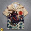 Japanese Kraken Pirate Hawaiian Shirt Ukiyo-e Style With Skull & Ghost Ship