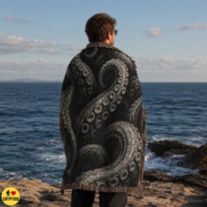 Kraken Blanket Eerie Black & White