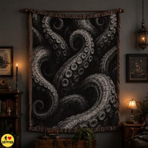 Kraken Blanket Eerie Black & White