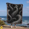 Kraken Blanket Eerie Black & White