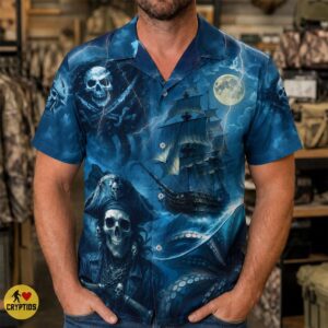 Kraken Pirate Hawaiian Shirt – Dark Ghost Ship Sea Monster Button-Up 6 Kraken Pirate Hawaiian Shirt – Dark Ghost Ship Sea Monster Button-Up