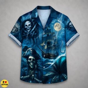 Kraken Pirate Hawaiian Shirt – Dark Ghost Ship Sea Monster Button-Up 5 Kraken Pirate Hawaiian Shirt – Dark Ghost Ship Sea Monster Button-Up