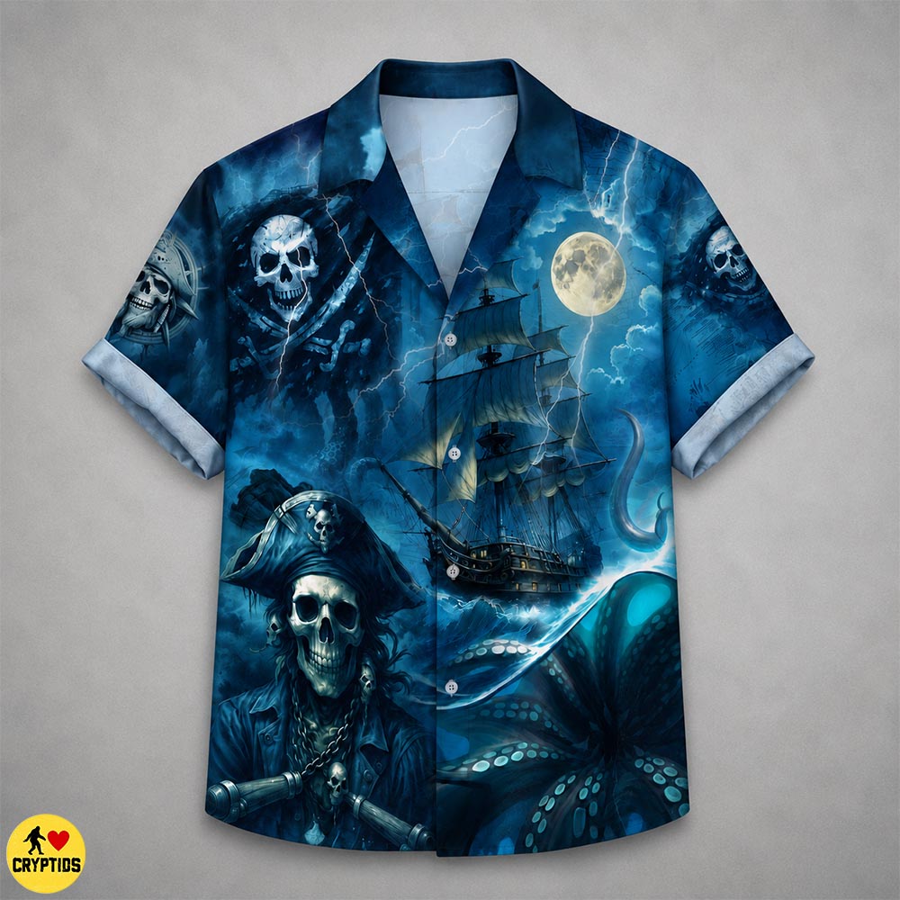 Kraken Pirate Hawaiian Shirt – Dark Ghost Ship Sea Monster Button-Up 2 Kraken Pirate Hawaiian Shirt – Dark Ghost Ship Sea Monster Button-Up