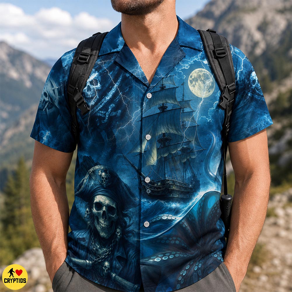 Kraken Pirate Hawaiian Shirt – Dark Ghost Ship Sea Monster Button-Up 4 Kraken Pirate Hawaiian Shirt – Dark Ghost Ship Sea Monster Button-Up