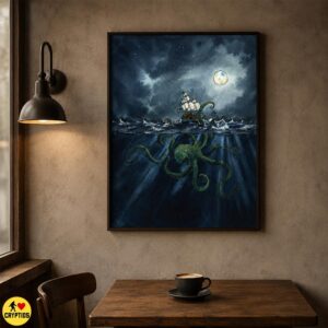 Kraken Wall Art, Sea Monster Ship