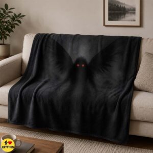 Mothman Blanket – Gothic Cryptid Throw with Red Eyes for Bed & Wall Decor 4 Mothman Blanket – Gothic Cryptid Throw