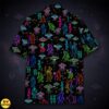 Neon Bigfoot & Alien Hawaiian Shirt Colorful Cryptid UFO Space
