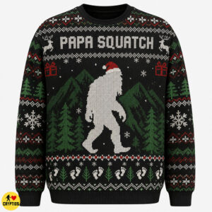 Papa Squatch Ugly Christmas Sweatshirt Bigfoot