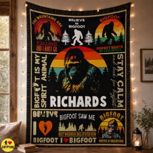 Personalized Bigfoot Blanket Custom Name Funny Retro Patchwork Throw with Sasquatch Quotes 5 Personalized Bigfoot Blanket Custom Name Funny