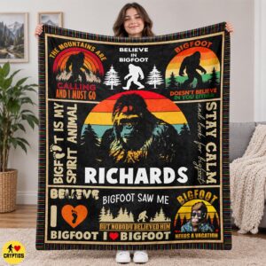 Personalized Bigfoot Blanket Custom Name Funny Retro Patchwork Throw with Sasquatch Quotes 6 Personalized Bigfoot Blanket Custom Name Funny