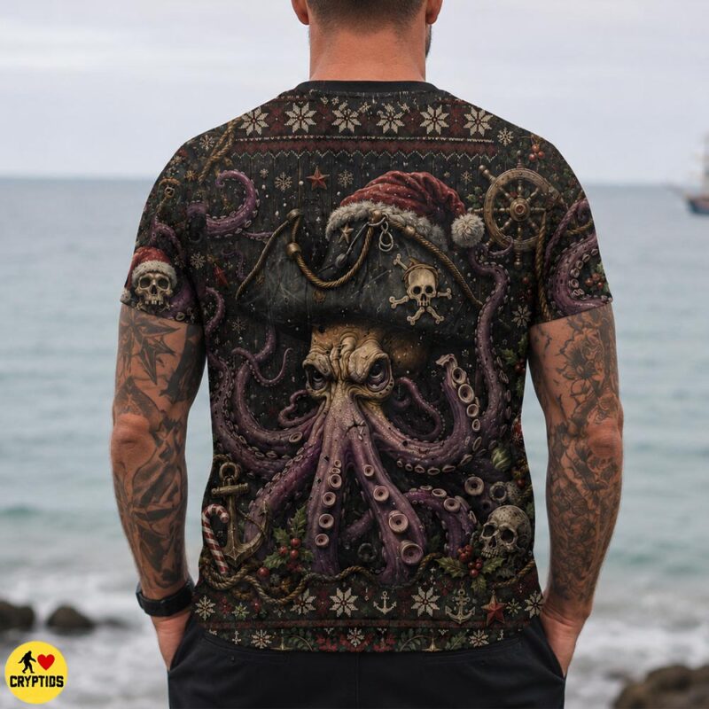 11+ Best Kraken Clothing & Apparel for Every Sea Monster Fan 14 Pirate Kraken Octopus Christmas Sweatshirt