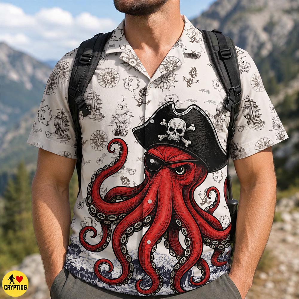 Red Octopus Sea Monster Kraken Pirate Hawaiian Shirt 3 Red Octopus Sea Monster Kraken Pirate Hawaiian Shirt