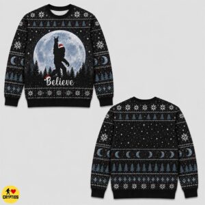 Rockin' Bigfoot Believe Ugly Christmas Sweatshirt