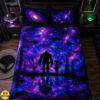 Sasquatch And Alien Peace Sign Blanket Galaxy UFO Night Sky 9 Sasquatch And Alien Peace Sign Blanket