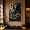 Sumi-e Kraken Wall Art , Japanese Ukiyo-e Giant Octopus Poster & Canvas 9 Sumi-e Kraken Wall Art , Japanese