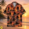 Sunset Bigfoot Fishing Hawaiian Shirt Gift for Fisherman
