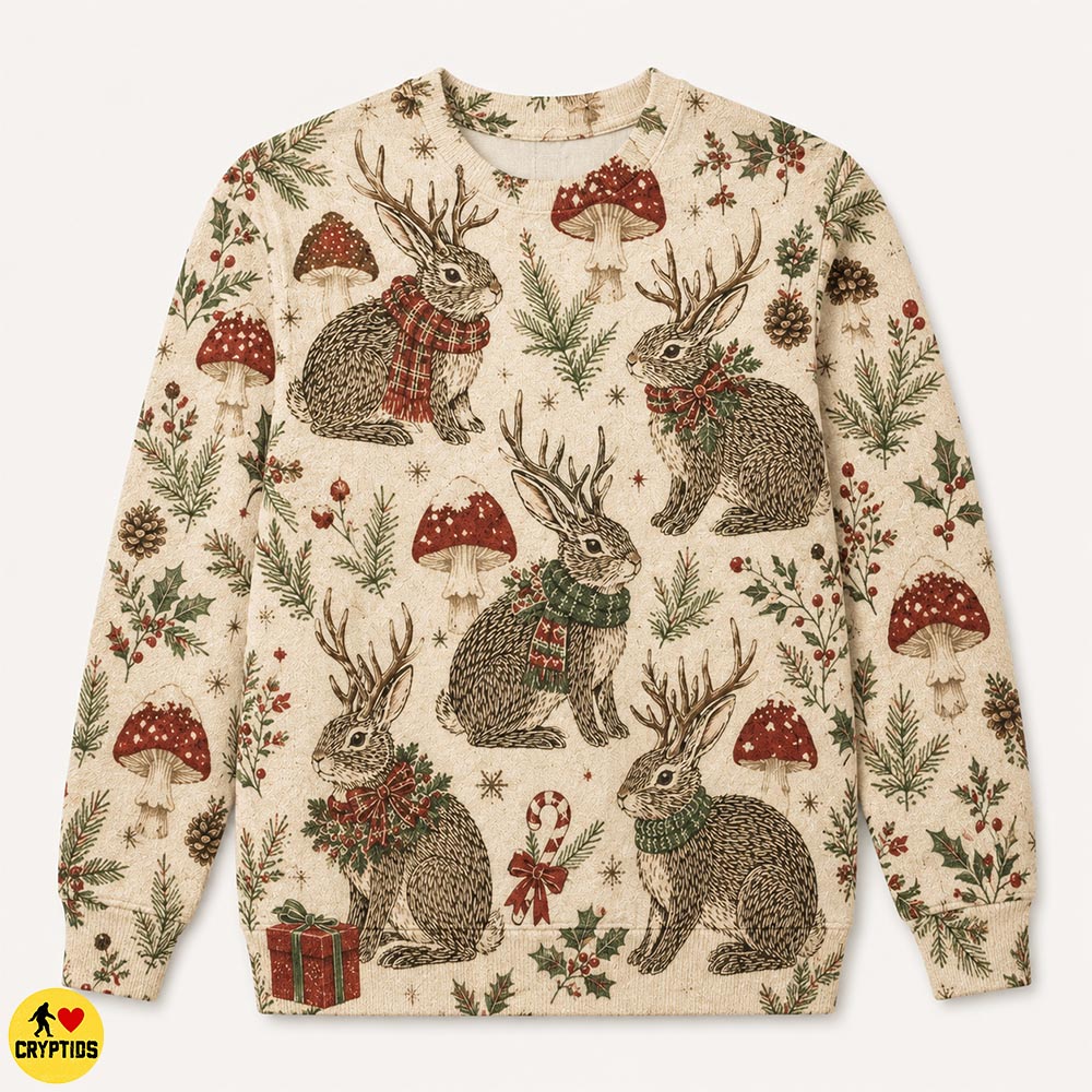 Vintage Cottagecore Jackalope Christmas Sweatshirt & Hoodie 3 Vintage Cottagecore Jackalope Christmas Sweatshirt