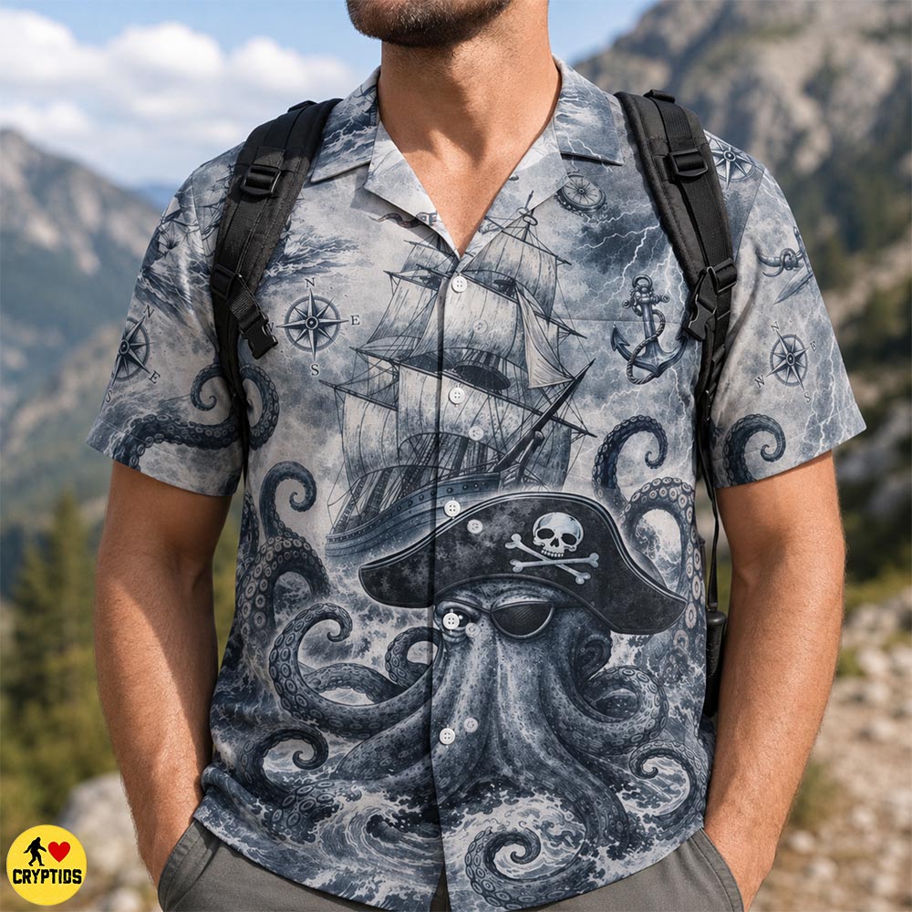 Vintage Kraken Pirate Hawaiian Shirt Nautical Map Button-Up with Ghost Ship 4 Vintage Kraken Pirate Hawaiian Shirt Nautical Map Button-Up with Ghost Ship