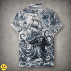 Vintage Kraken Pirate Hawaiian Shirt Nautical Map Button-Up with Ghost Ship 5 Vintage Kraken Pirate Hawaiian Shirt Nautical Map Button-Up with Ghost Ship