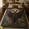 Vintage Mothman Blanket Dark Cottagecore Botanical