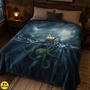 Watercolor Kraken Blanket Giant Octopus Throw