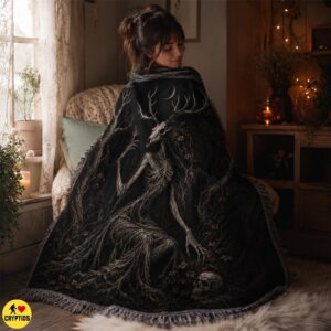 Wendigo Witch Blanket Dark Feminine Gothic