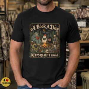 A Book A Day Keeps Reality Away Reading Cryptid Book Lover Shirt Vintage