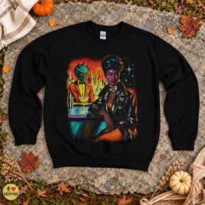 Alien Bartender Retro 1950s Afrofuturist Sci-Fi Lounge T-Shirt 7 Alien Bartender Retro 1950s Afrofuturist Sci-Fi Lounge Shirt