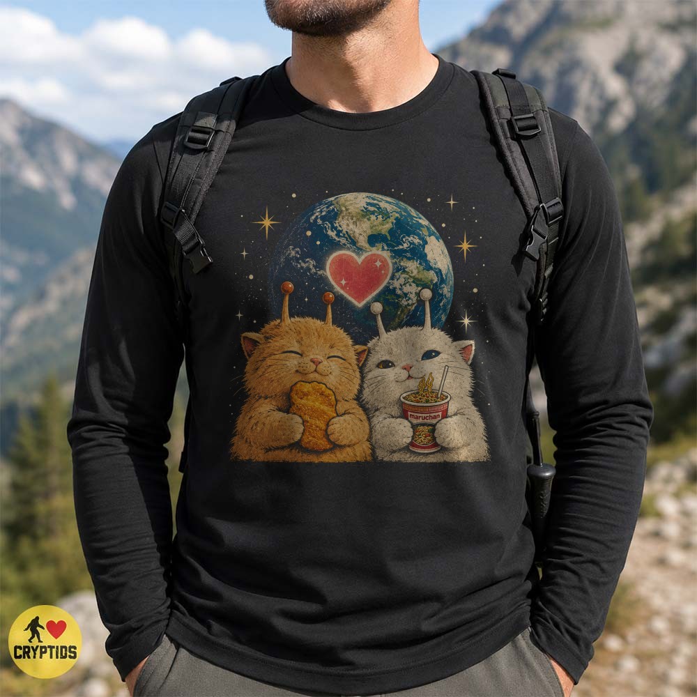 Alien Cats Maruchan Ramen T-Shirt, Retro Kawaii Space Art 3 Alien Cats Maruchan Ramen Shirt, Retro Kawaii Space Art