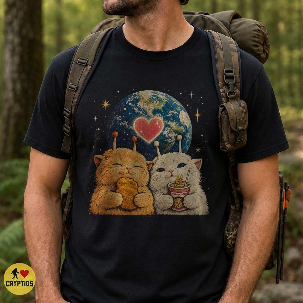 Alien Cats Maruchan Ramen T-Shirt, Retro Kawaii Space Art 5 Alien Cats Maruchan Ramen Shirt, Retro Kawaii Space Art