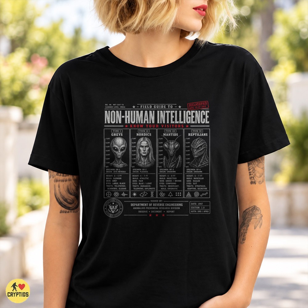 Alien Field Guide Greys Nordics Mantids Reptilians T-Shirt 2 Alien Field Guide Greys Nordics Mantids Reptilians Shirt