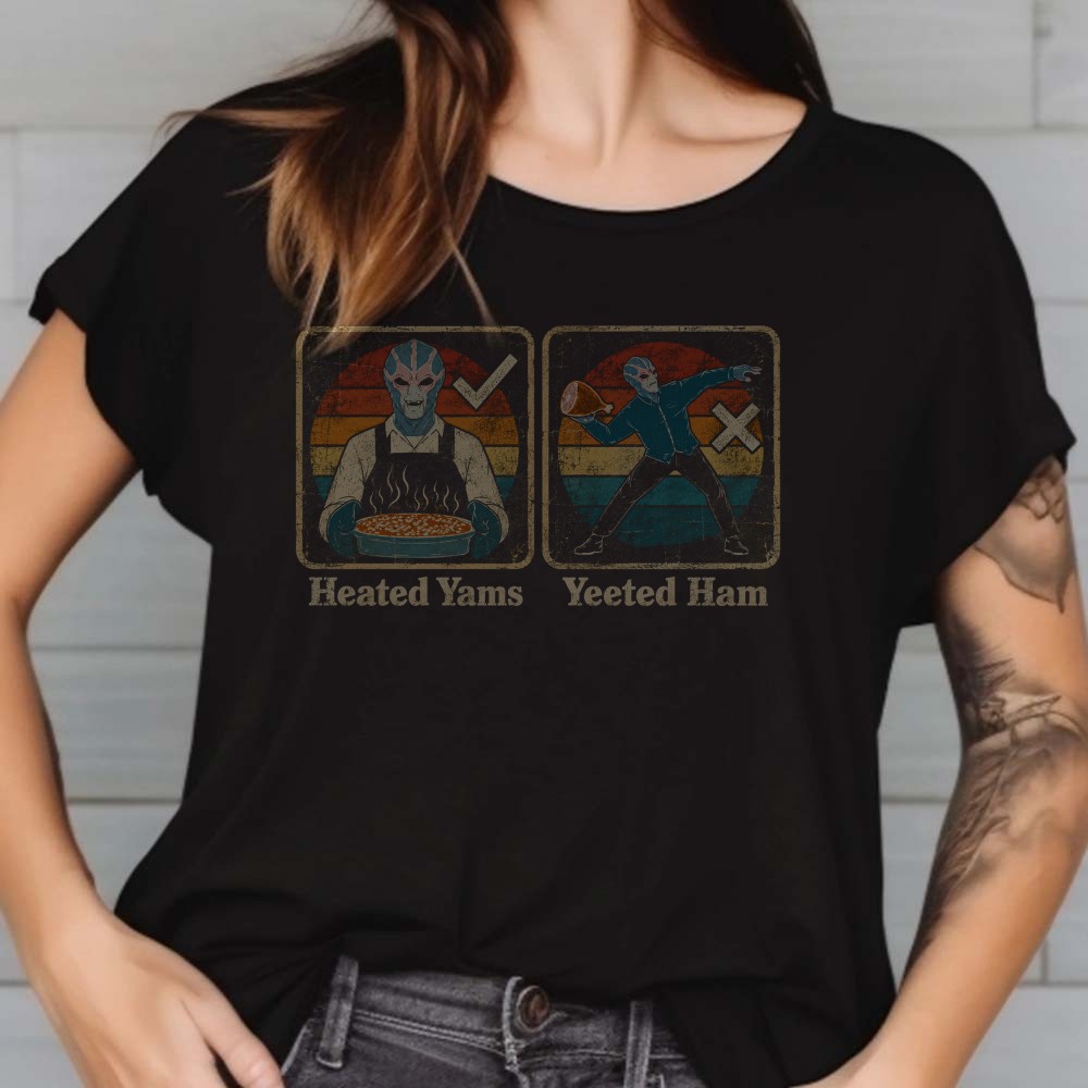 Alien Heated Yams Yeeted Ham Thanksgiving Retro 70s T-Shirt 1 Alien Heated Yams Yeeted Ham Thanksgiving Retro 70s Shirt
