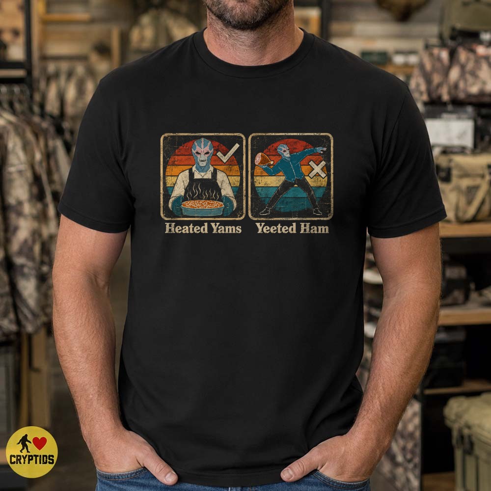 Alien Heated Yams Yeeted Ham Thanksgiving Retro 70s T-Shirt 5 Alien Heated Yams Yeeted Ham Thanksgiving Retro 70s Shirt