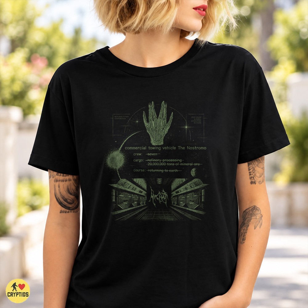 Alien Nostromo Xenomorph Spaceship Blueprint Vintage T-Shirt 1 Alien Nostromo Xenomorph Spaceship Blueprint Vintage Shirt