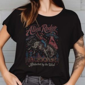 Alien Rodeo Cowgirl Shirt, Western UFO Abduction