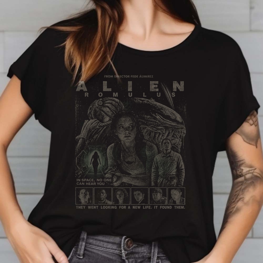 Alien Romulus Xenomorph Vintage Sci-Fi Horror T-Shirt 2 Alien Romulus Xenomorph Vintage Sci-Fi Horror Shirt