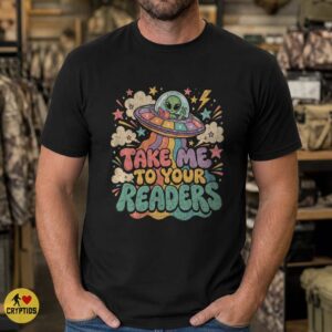 Alien Take Me To Your Readers Retro 70s Book Lover T-Shirt 9 Alien Take Me To Your Readers Retro 70s Book Lover Shirt