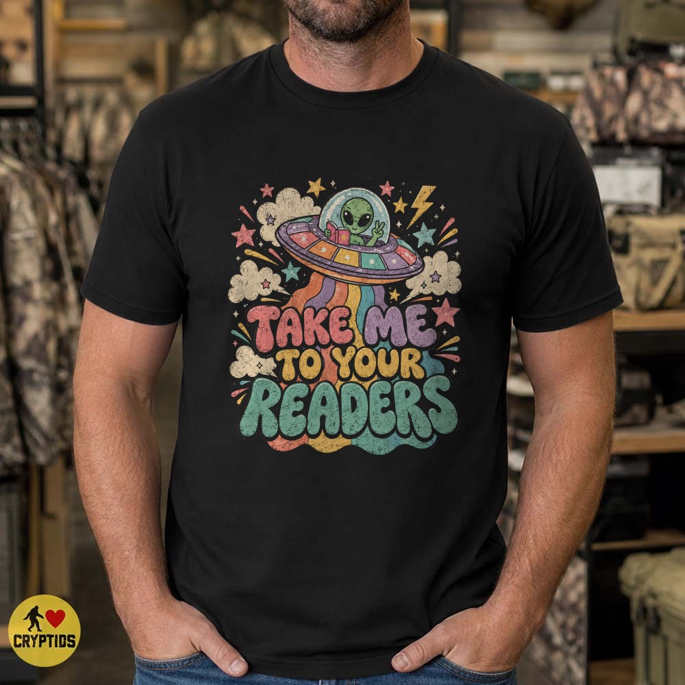 Alien Take Me To Your Readers Retro 70s Book Lover T-Shirt 5 Alien Take Me To Your Readers Retro 70s Book Lover Shirt