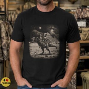 Ancient Aliens Cat Riding T-Rex Shirt, Egyptian UFO