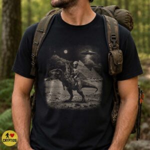 Ancient Aliens Cat Riding T-Rex Shirt, Egyptian UFO