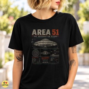 Area 51 UFO Observation Record Blueprint T-Shirt, Groom Lake UAP Classified 5 Area 51 UFO Observation Record Blueprint Shirt, Groom Lake UAP Classified