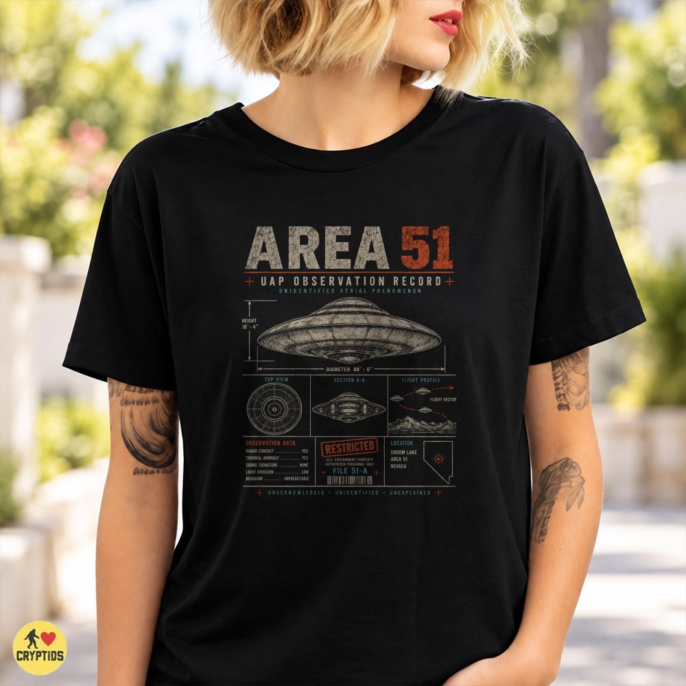 Area 51 UFO Observation Record Blueprint T-Shirt, Groom Lake UAP Classified 2 Area 51 UFO Observation Record Blueprint Shirt, Groom Lake UAP Classified