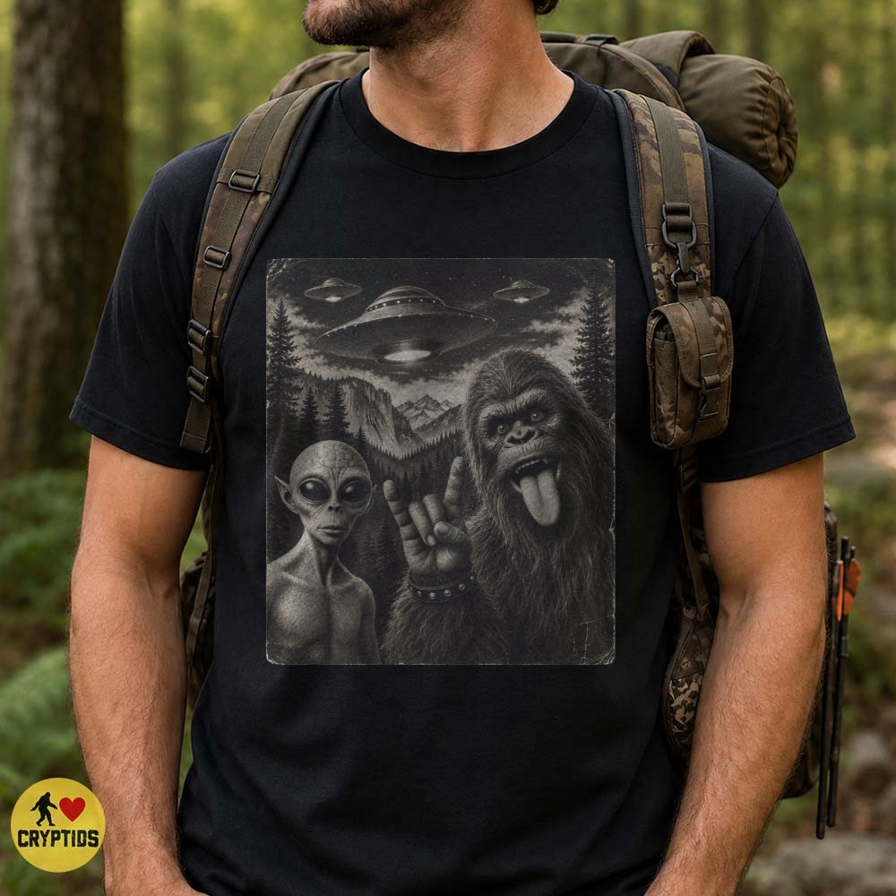 Bigfoot Alien UFO Yosemite T-Shirt, Vintage Paranormal Photo 4 Bigfoot Alien UFO Yosemite Shirt, Vintage Paranormal Photo