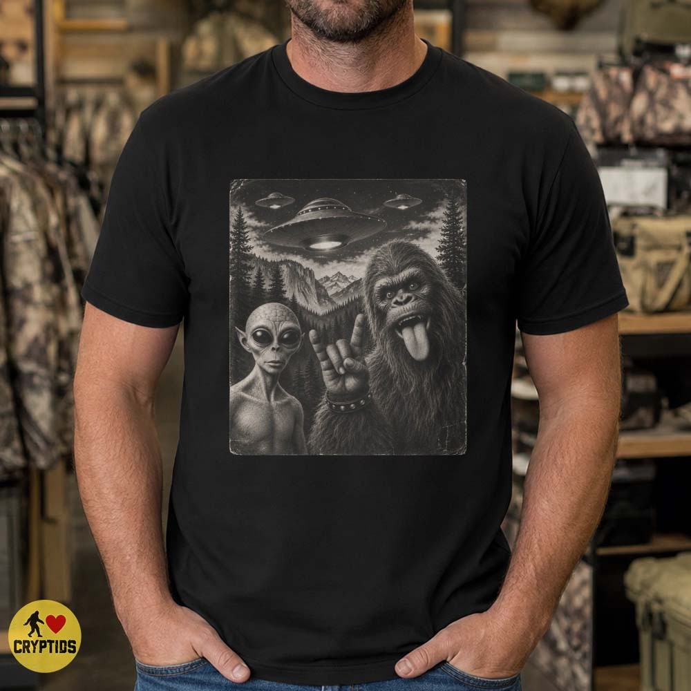 Bigfoot Alien UFO Yosemite T-Shirt, Vintage Paranormal Photo 5 Bigfoot Alien UFO Yosemite Shirt, Vintage Paranormal Photo
