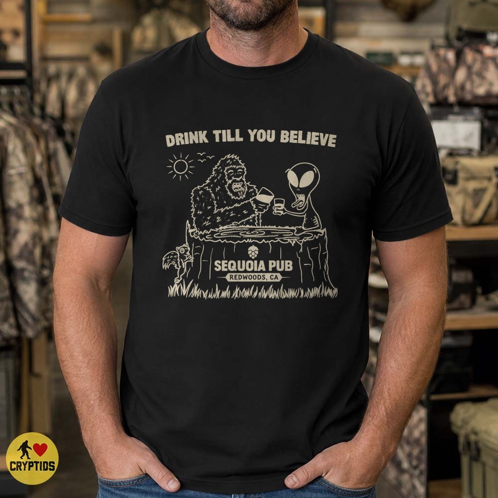 Bigfoot and Alien Drinking T-Shirt, Sequoia Pub Redwoods California 5 Bigfoot and Alien Drinking Shirt, Sequoia Pub Redwoods California